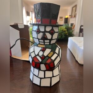 Stained Glass Snowman Holiday Light